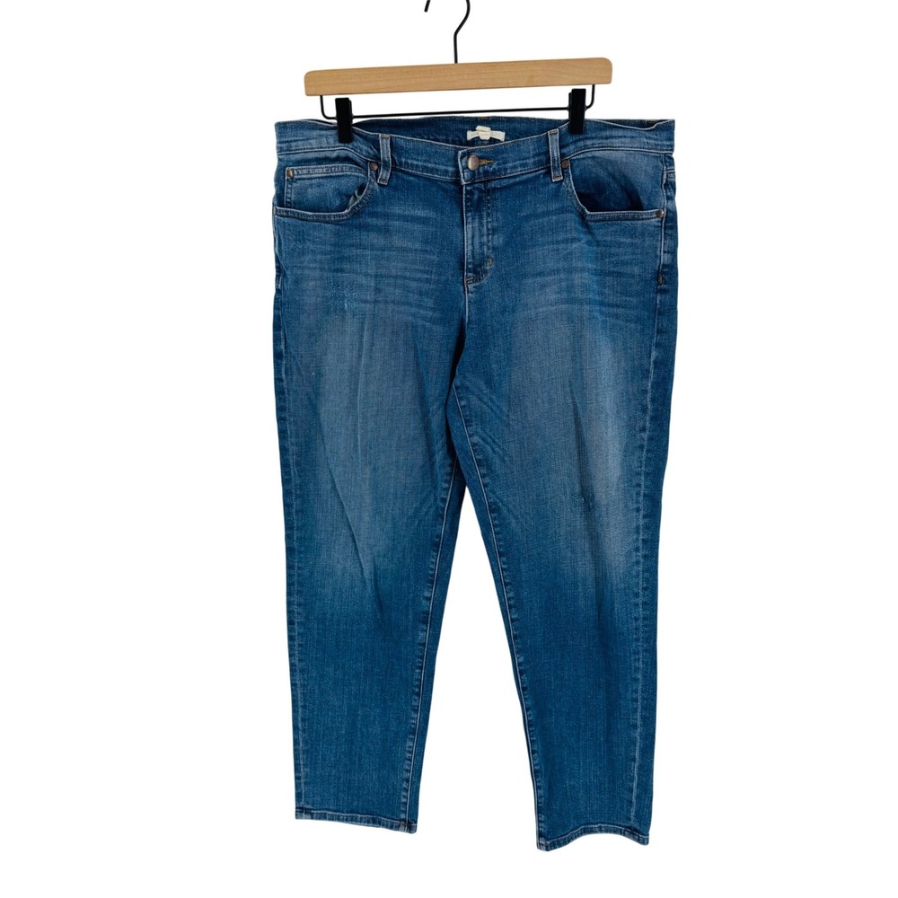 Eileen Fisher System Blue Stretch Straight Leg Denim Jeans Size‎ 14 Medium Wash